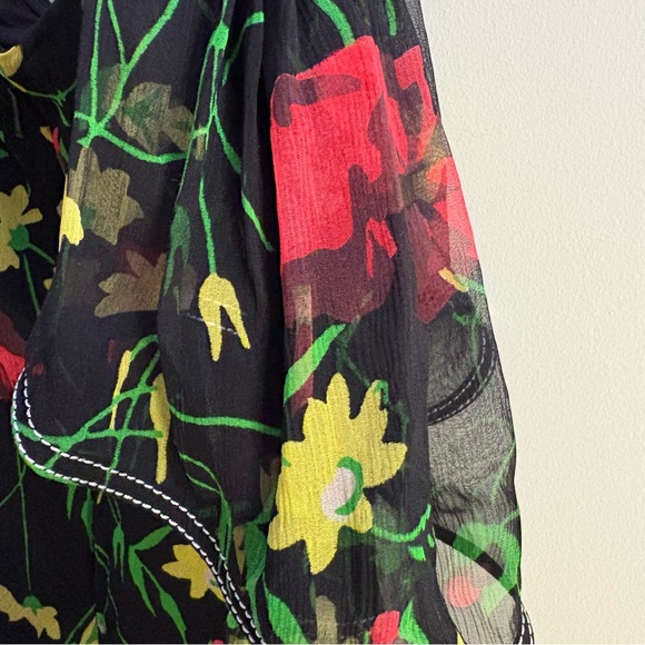 Jason Wu Grey Off-Shoulder Floral-Print 100% Silk Chiffon Dress MSRP $595 Sz 10 - Picture 13 of 16